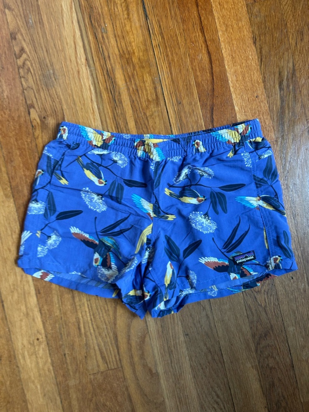 Patagonia kids blue shorts with bird print Size XL